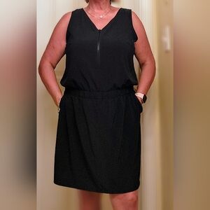 Black Sleeveless Zip-Front Dress